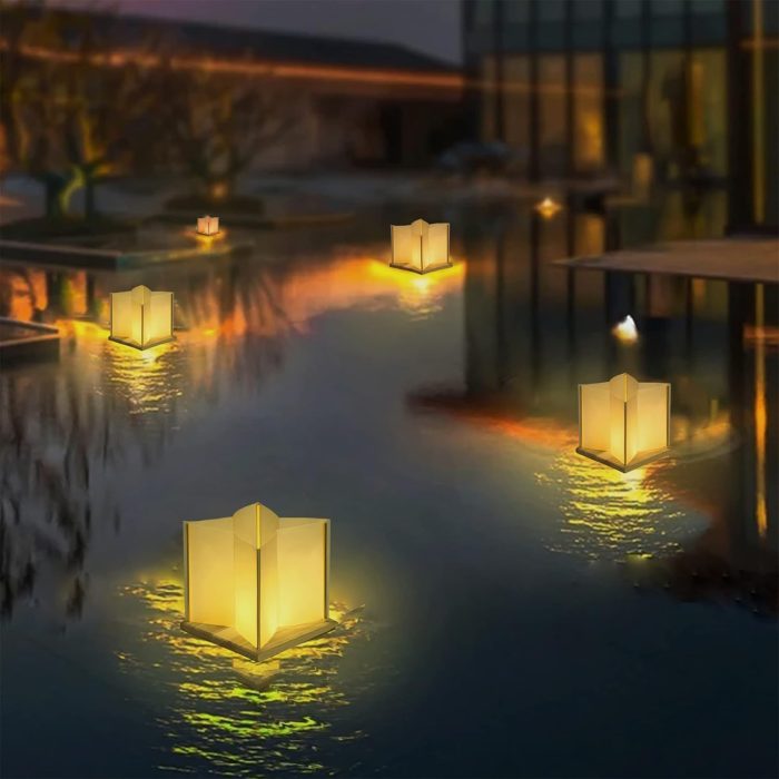 10Pack 6”Paper Floating Candle Lantern ,Wooden Water Lanterns with Candles ,Outdoor Patio Decor for Pool Parties,Wedding,Memorials,Garden (10Lanterns with LED Candles) - Image 7
