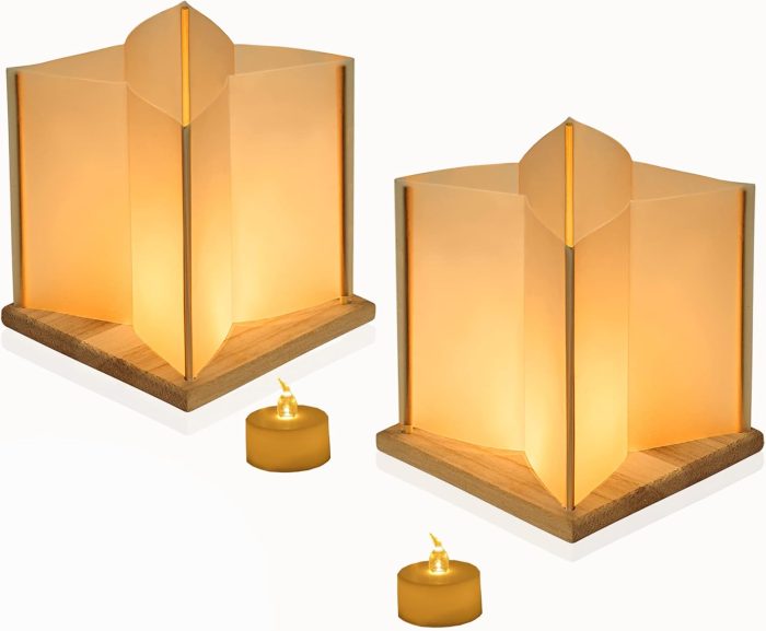 10Pack 6”Paper Floating Candle Lantern ,Wooden Water Lanterns with Candles ,Outdoor Patio Decor for Pool Parties,Wedding,Memorials,Garden (10Lanterns with LED Candles) - Image 8