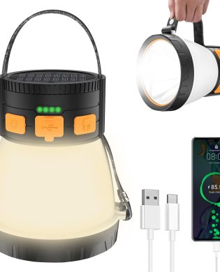 LED Camping Lantern, 1500 Lumens Camping Lantern Rechargeable with Solar Panel Charging, Waterproof, 8 Light Modes, 7500mAh Power Bank, Camping Flashlight for Hurricane Emergency, Hiking, Outdoor