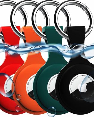 Upgrade 4 Pack AirTag Holder with Keychain, AirTag case with Anti-Lost Keychain